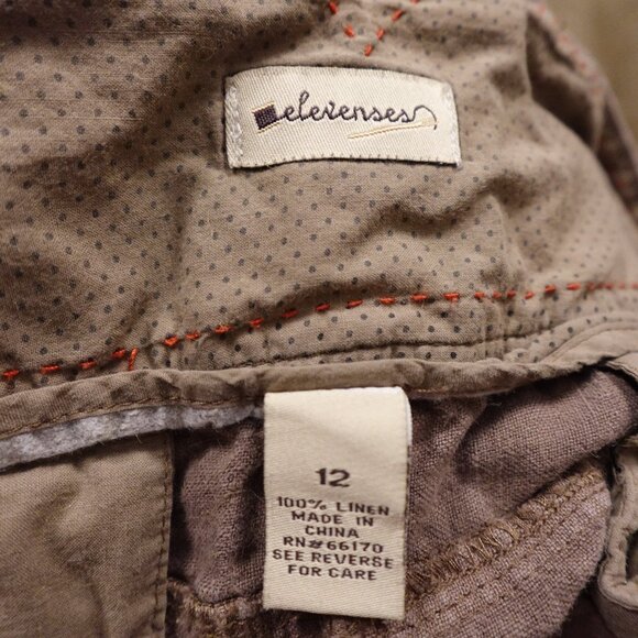 Elevenses 100% Linen Wide Leg Pants Women’s Size 12 Light Brown/Taupe - Picture 11 of 11